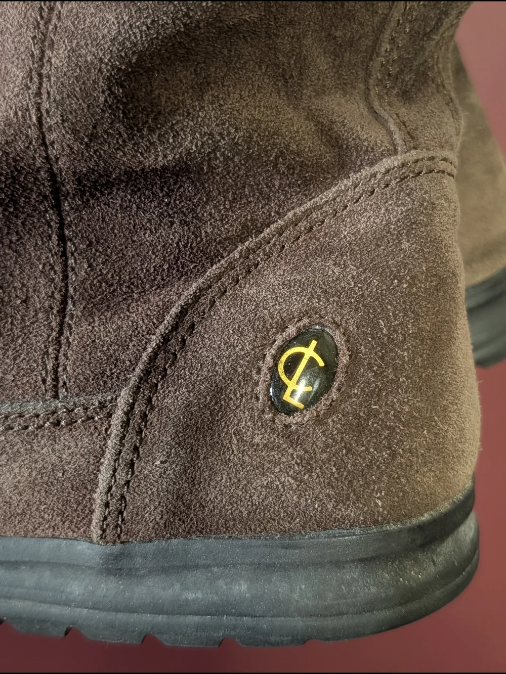 COACH Tatum Brown Suede Leather Fold-Over Wool Knit Monogram Logo Boots Sz7